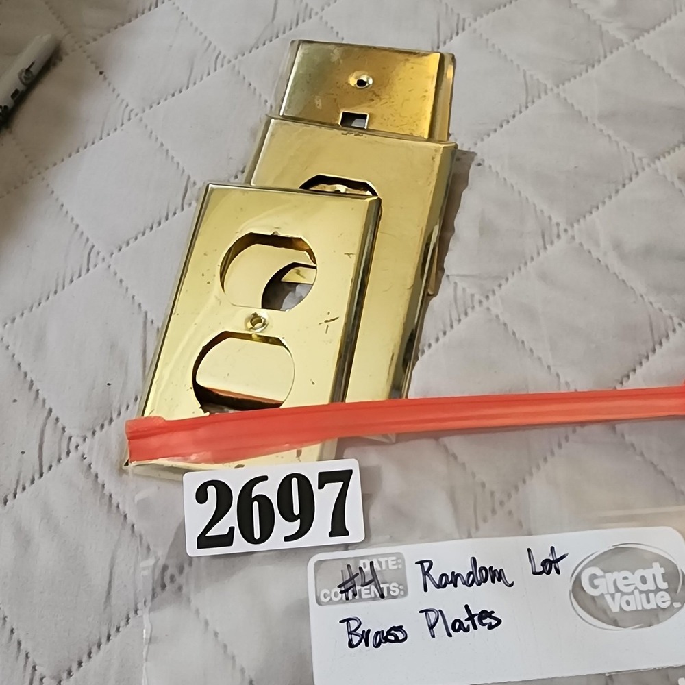 Vintage Solid Brass Wall Plate Lot Toggle Duplex Outlet Decorator Switch Covers - Picture 8 of 8